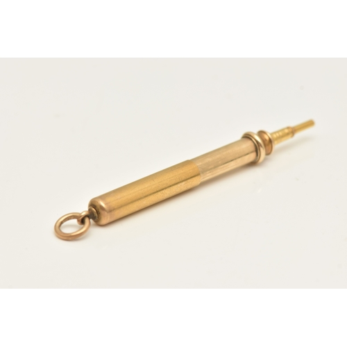 547 - A YELLOW METAL 'SAMPSON MORDAN & CO' PROPELLING PENCIL, signed 'S.Mordan & Co', unmarked, fitted wit... 