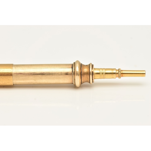 547 - A YELLOW METAL 'SAMPSON MORDAN & CO' PROPELLING PENCIL, signed 'S.Mordan & Co', unmarked, fitted wit... 
