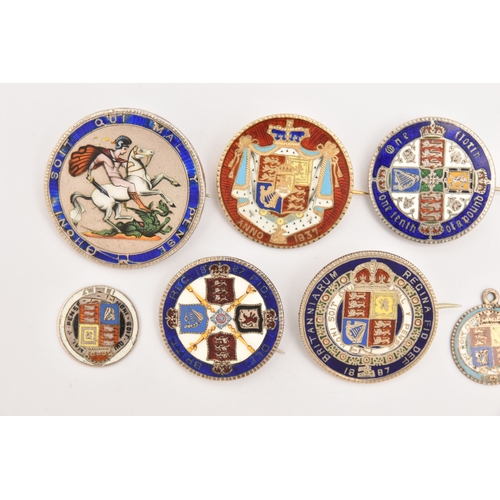 550 - FIVE COINS consisting of three 1887 enameled sixpence (slight hairline cracks), an 1887 enameled flo... 