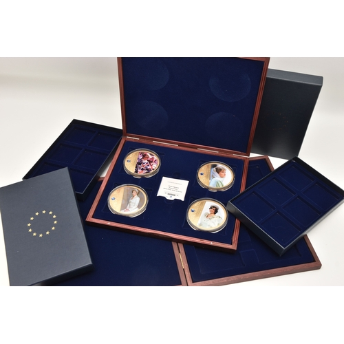 552 - A BOX CONTAINING PRINCESS DIANA 'PORTRAITS OF A PRINCESS' FOUR COIN SET, gold plated proof inset wit... 