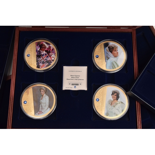 552 - A BOX CONTAINING PRINCESS DIANA 'PORTRAITS OF A PRINCESS' FOUR COIN SET, gold plated proof inset wit... 