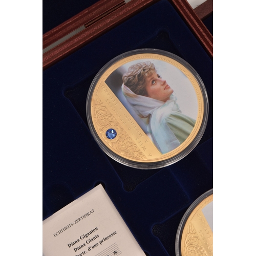 552 - A BOX CONTAINING PRINCESS DIANA 'PORTRAITS OF A PRINCESS' FOUR COIN SET, gold plated proof inset wit... 