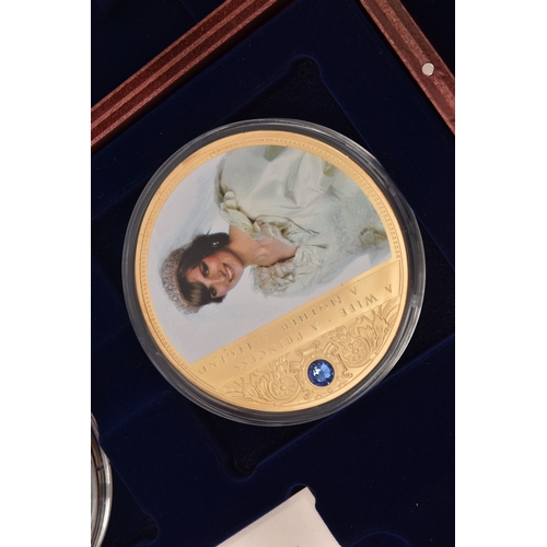 552 - A BOX CONTAINING PRINCESS DIANA 'PORTRAITS OF A PRINCESS' FOUR COIN SET, gold plated proof inset wit... 