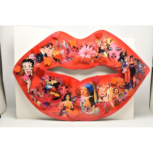 758 - URIDUSHY (ISRAEL 1963) 'LIPS - ICONS', a 3 dimensional work in the form of lips covered in 20th cent... 