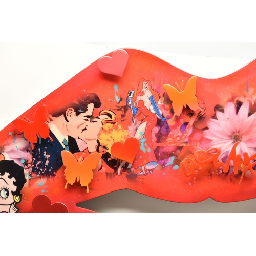 758 - URIDUSHY (ISRAEL 1963) 'LIPS - ICONS', a 3 dimensional work in the form of lips covered in 20th cent... 