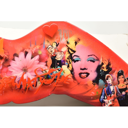 758 - URIDUSHY (ISRAEL 1963) 'LIPS - ICONS', a 3 dimensional work in the form of lips covered in 20th cent... 