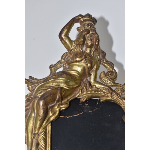 790 - A FRENCH ALABASTER MANTEL CLOCK, BRASS PICTURE FRAMES AND WOODEN BOOK ENDS, comprising a French alab... 