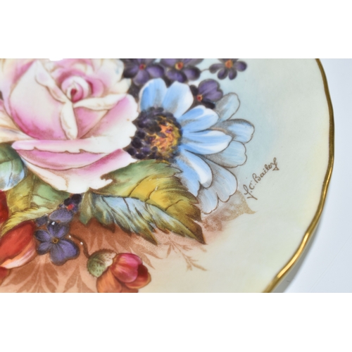793 - VINTAGE J. A. BAILEY FOR AYNSLEY TEA CUP AND SAUCER, featuring hand-painted floral designs 'Cabbage ... 