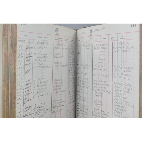 823 - HORSE RACING INTEREST, to include a racecourse? ledger listing trainers, horses and stabling from th... 