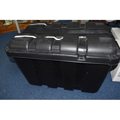 854 - TWO BOXES AND LOOSE DIECAST VEHICLES AND SUNDRY ITEMS, to include a selection of playworn and boxed ... 