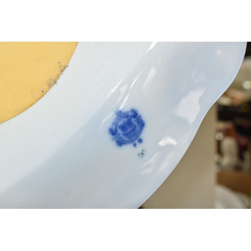 896 - TWO BOXES AND LOOSE CERAMICS AND GLASS, to include large meat platters, tea and dinnerware, cake sta... 