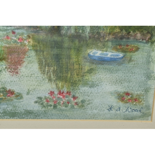 1003 - K.A WOOD 'MONET'S GARDEN', a watercolour signed bottom right, approximate size, 23cm x 32cm, togethe... 