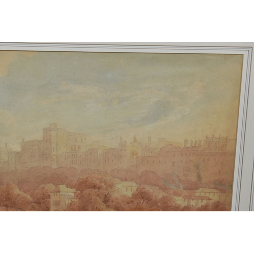 1011 - HUGH WILLIAM WILLIAMS (1773-1829) 'WINDSOR FROM THE RIVER', figures and a donkey are walking away fr... 