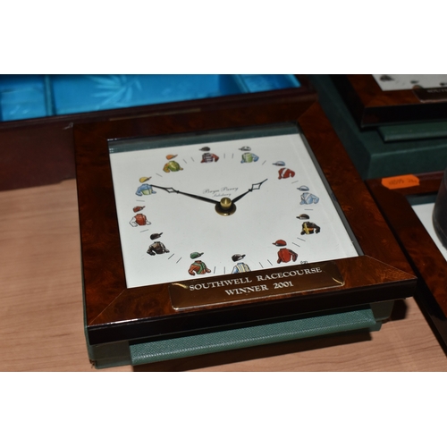 990 - A GROUP OF VARIOUS CLOCKS AND WOODEN BOXES, to include a Victorian hardwood (possibly coromandel) tr... 