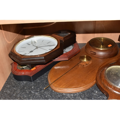 990 - A GROUP OF VARIOUS CLOCKS AND WOODEN BOXES, to include a Victorian hardwood (possibly coromandel) tr... 