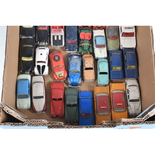 31 - A QUANTITY OF UNBOXED ASSORTED PLAYWORN DIECAST CAR AND VAN MODELS, to include Corgi Toys Morris Cow... 