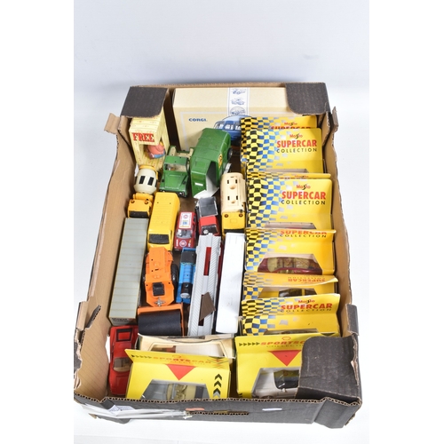 72 - A QUANTITY OF BOXED AND UNBOXED DIECAST AND PLASTIC VEHICLES, to include boxed Corgi Classics A.E.C.... 