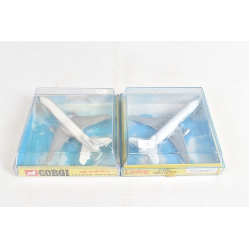 138 - FOUR BOXED MODEL AIRCRAFTS, to include a 1977 Corgi Avions 1325 Douglas DC-10 American Airlines plan... 