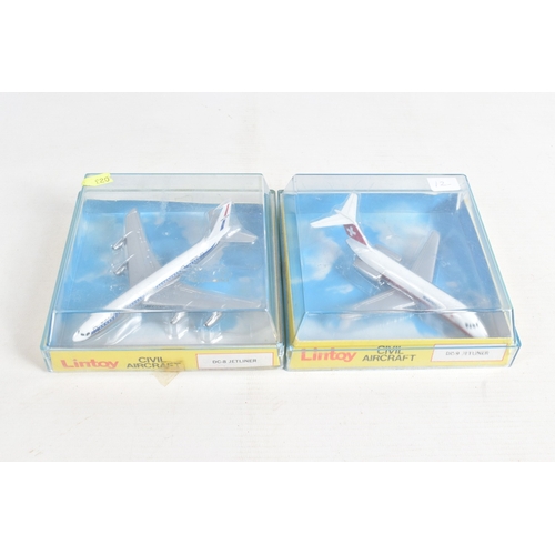 138 - FOUR BOXED MODEL AIRCRAFTS, to include a 1977 Corgi Avions 1325 Douglas DC-10 American Airlines plan... 