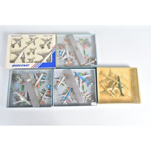 139 - A COLLECTION OF BOXED VINTAGE SCHABAK DIECAST MODEL AIRCRAFT SETS, to include three souvenir Airport... 