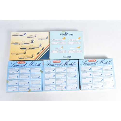 139 - A COLLECTION OF BOXED VINTAGE SCHABAK DIECAST MODEL AIRCRAFT SETS, to include three souvenir Airport... 