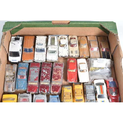 194 - A QUANTITY OF UNBOXED ASSORTED PLAYWORN DIECAST VEHICLES, to include Marx Lumar Transport articulate... 