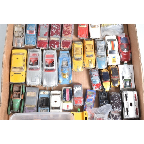 194 - A QUANTITY OF UNBOXED ASSORTED PLAYWORN DIECAST VEHICLES, to include Marx Lumar Transport articulate... 