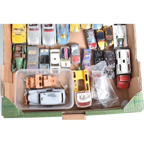 194 - A QUANTITY OF UNBOXED ASSORTED PLAYWORN DIECAST VEHICLES, to include Marx Lumar Transport articulate... 