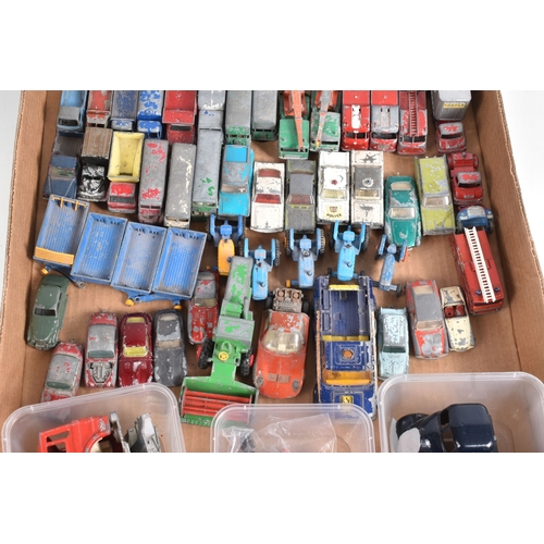 194 - A QUANTITY OF UNBOXED ASSORTED PLAYWORN DIECAST VEHICLES, to include Marx Lumar Transport articulate... 