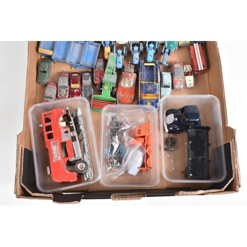 194 - A QUANTITY OF UNBOXED ASSORTED PLAYWORN DIECAST VEHICLES, to include Marx Lumar Transport articulate... 