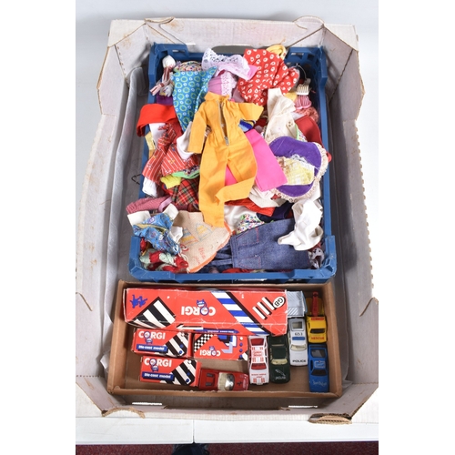 240 - A QUANTITY OF ASSORTED SINDY FURNITURE, CLOTHING AND ACCESSORIES, large quantity of unlabelled conte... 