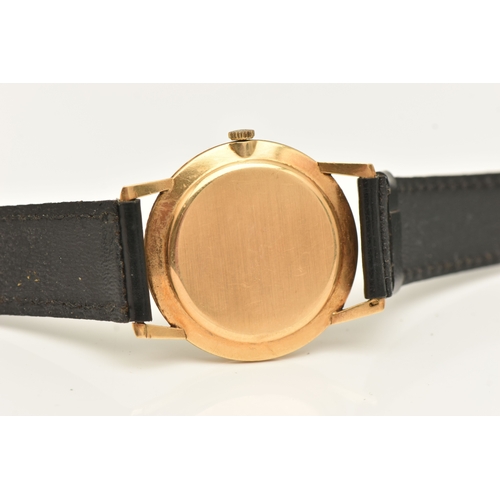 503 - A GENTS YELLOW METAL WRISTWATCH, manual wind, round silvered dial signed 'Sarcar Geneve', Roman nume... 