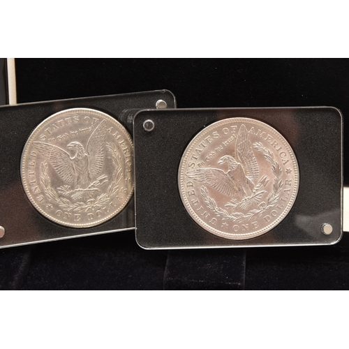 614 - A BOXED FIRST AND LAST AMERICAN SILVER DOLLAR, dates for 1878 and 1921, both in protective cases, wo... 