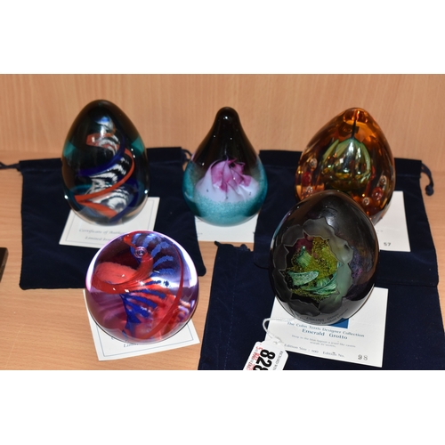 828 - FIVE LIMITED EDITION CAITHNESS GLASS PAPERWEIGHTS, comprising The Colin Terris Designer Collection: ... 