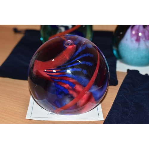 828 - FIVE LIMITED EDITION CAITHNESS GLASS PAPERWEIGHTS, comprising The Colin Terris Designer Collection: ... 