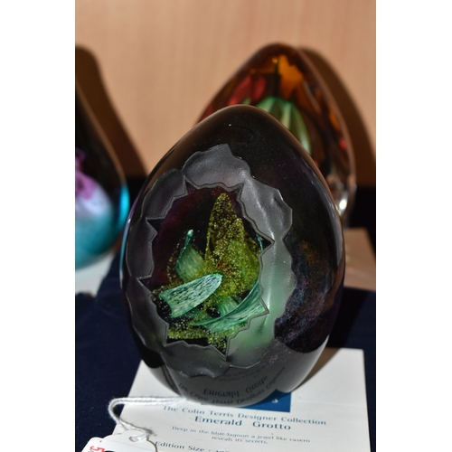 828 - FIVE LIMITED EDITION CAITHNESS GLASS PAPERWEIGHTS, comprising The Colin Terris Designer Collection: ... 