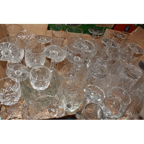 866 - FOUR BOXES AND LOOSE HOUSEHOLD CERAMICS AND GLASS WARE to include two boxed sets of Peter Rabbit chi... 