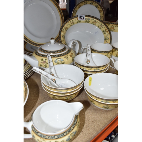 874 - A SET OF WEDGWOOD 'INDIA' DINNER WARE, approximately forty-five pieces including six dinner plates, ... 
