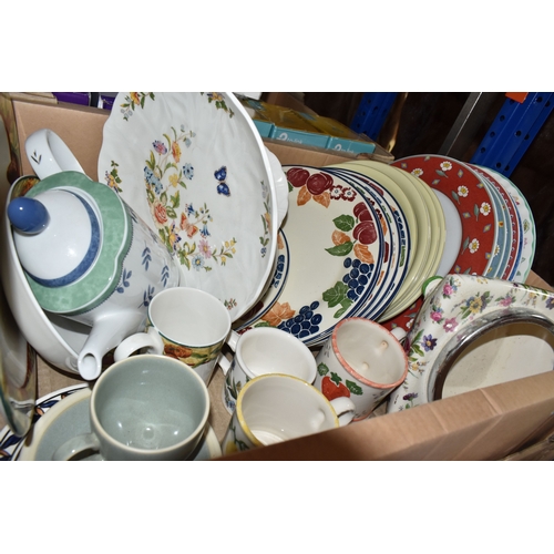 883 - SIX BOXES OF CERAMICS to include a box of Royal Worcester 'Evesham' and 'Evesham Vale' tea and dinne... 