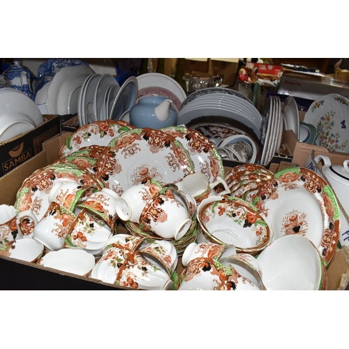 883 - SIX BOXES OF CERAMICS to include a box of Royal Worcester 'Evesham' and 'Evesham Vale' tea and dinne... 