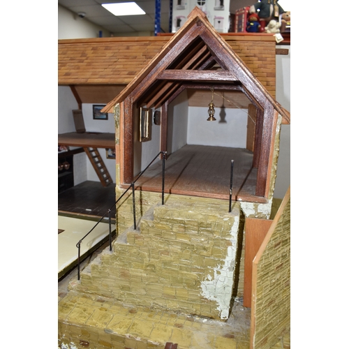 949 - THREE BOXES AND LOOSE DOLLS HOUSE AND ACCESSORIES comprising a large dolls house in the form of a ha... 
