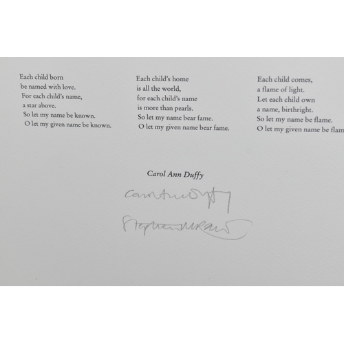 1013 - CAROL ANN DUFFY / STEPHEN RAW 'EACH CHILDS NAME', a limited edition print comprising of an illustrat... 
