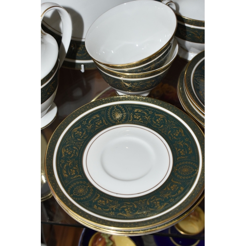 802 - A GROUP OF TEAWARE, comprising Royal Doulton 'Vanborough' pattern no. H4992, to include moulded hand... 