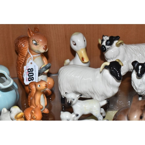 808 - A GROUP OF BESWICK ANIMALS, comprising three Squirrels model no 1007, no 1008 and no 1009, four Rabb... 