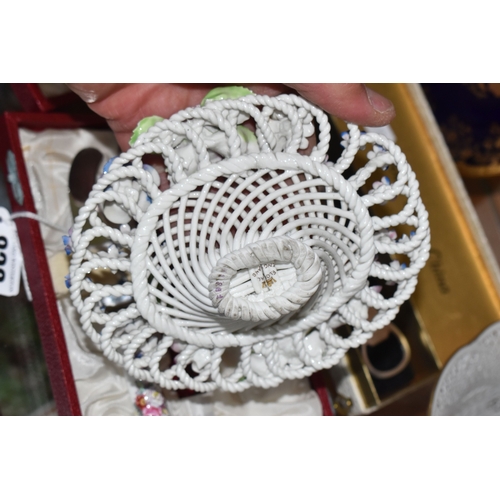 822 - A GROUP OF CERAMICS, to include boxed Royal Crown Derby cheese knives and bottle opener, four Grapha... 