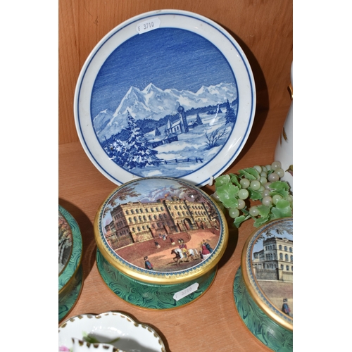 822 - A GROUP OF CERAMICS, to include boxed Royal Crown Derby cheese knives and bottle opener, four Grapha... 