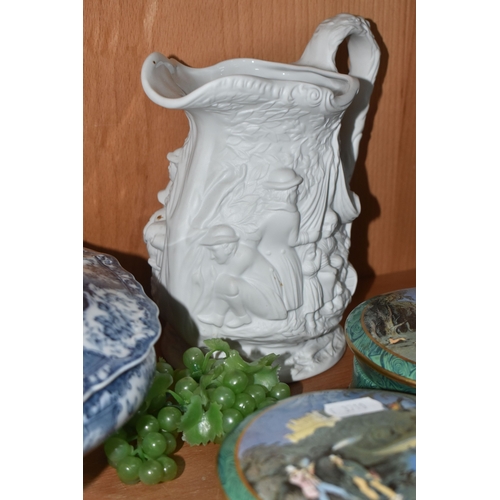 822 - A GROUP OF CERAMICS, to include boxed Royal Crown Derby cheese knives and bottle opener, four Grapha... 