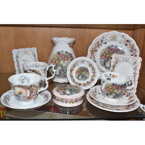 826 - THIRTEEN PIECES OF ROYAL DOULTON 'BRAMBLY HEDGE' TEA AND GIFT WARES, comprising 'Autumn' pattern: a ... 