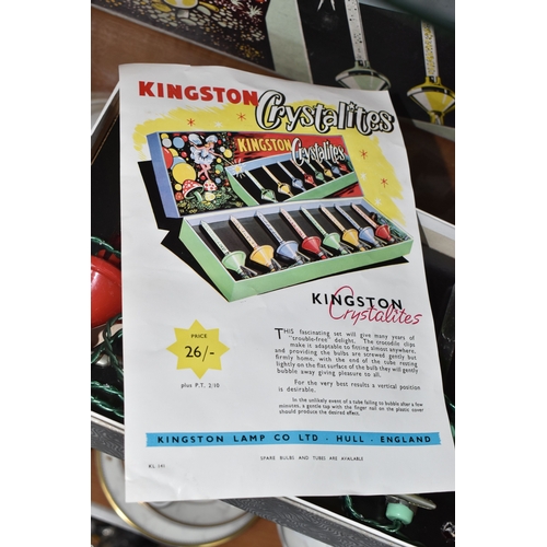 828 - THREE BOXED SETS OF MID 20TH CENTURY 'KINGSTON CRYSTALITES' CHRISTMAS LIGHTS, British made 'bubble l... 