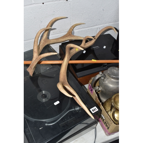 841 - ONE BOX AND LOOSE OF MAINLY AUDIO EQUIPMENT to include a Fidelity Braemar Twin Track reel to reel ci... 